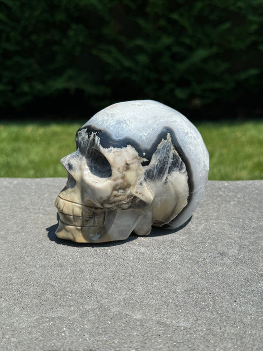 Volcano Agate Skull Carving (4.5")