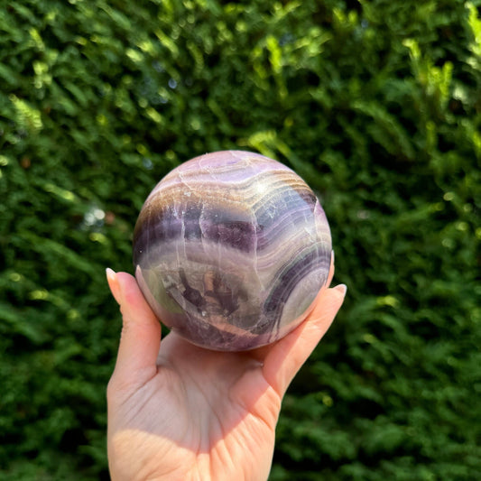 Purple Silky Banded Fluorite Sphere (94MM)