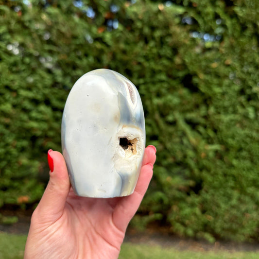 Orca Agate Freeform with Druzy Amethyst