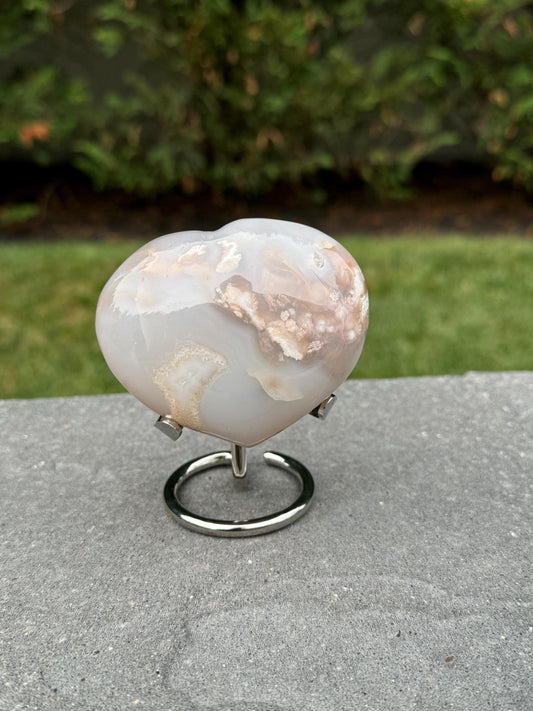 Druzy Flower Agate Heart Carving