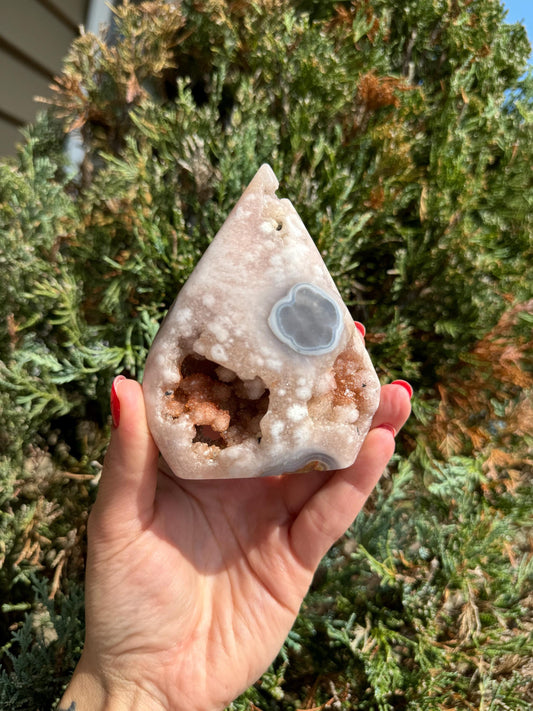 Druzy Pink Amethyst & Agate Teardrop