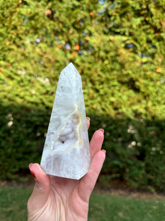 Agate & Quartz Druzy Obelisk