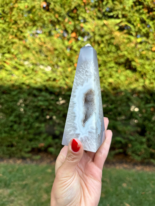 Druzy Agate & Quartz Obelisk