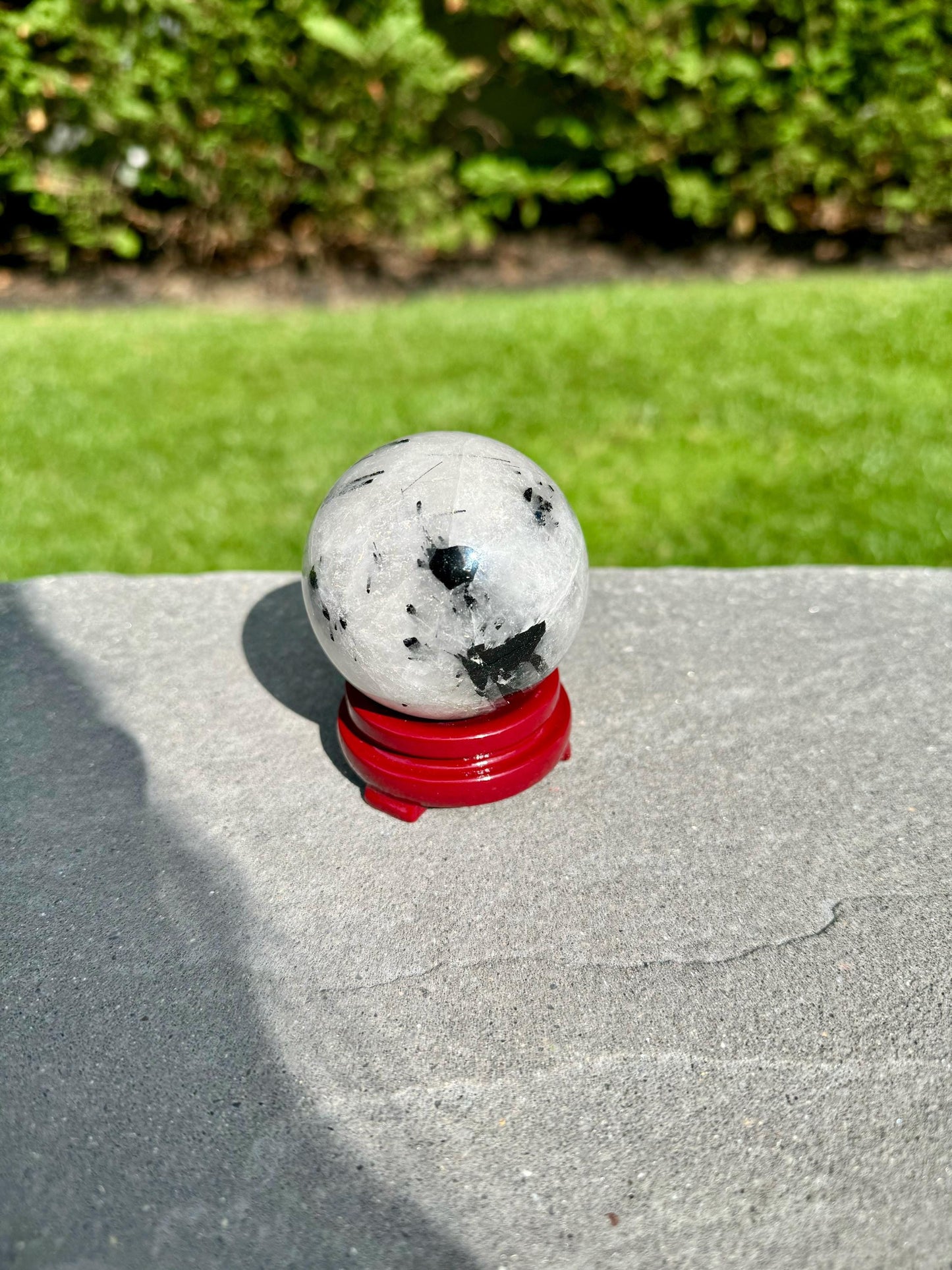 Tourmalated Quartz & Green Tourmaline Sphere (53MM)