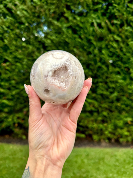 Druzy Flower Agate Sphere (77MM)