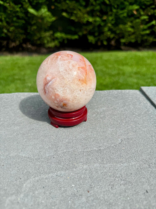 Cherry Blossom Flower Agate Quartz Sphere (68MM)