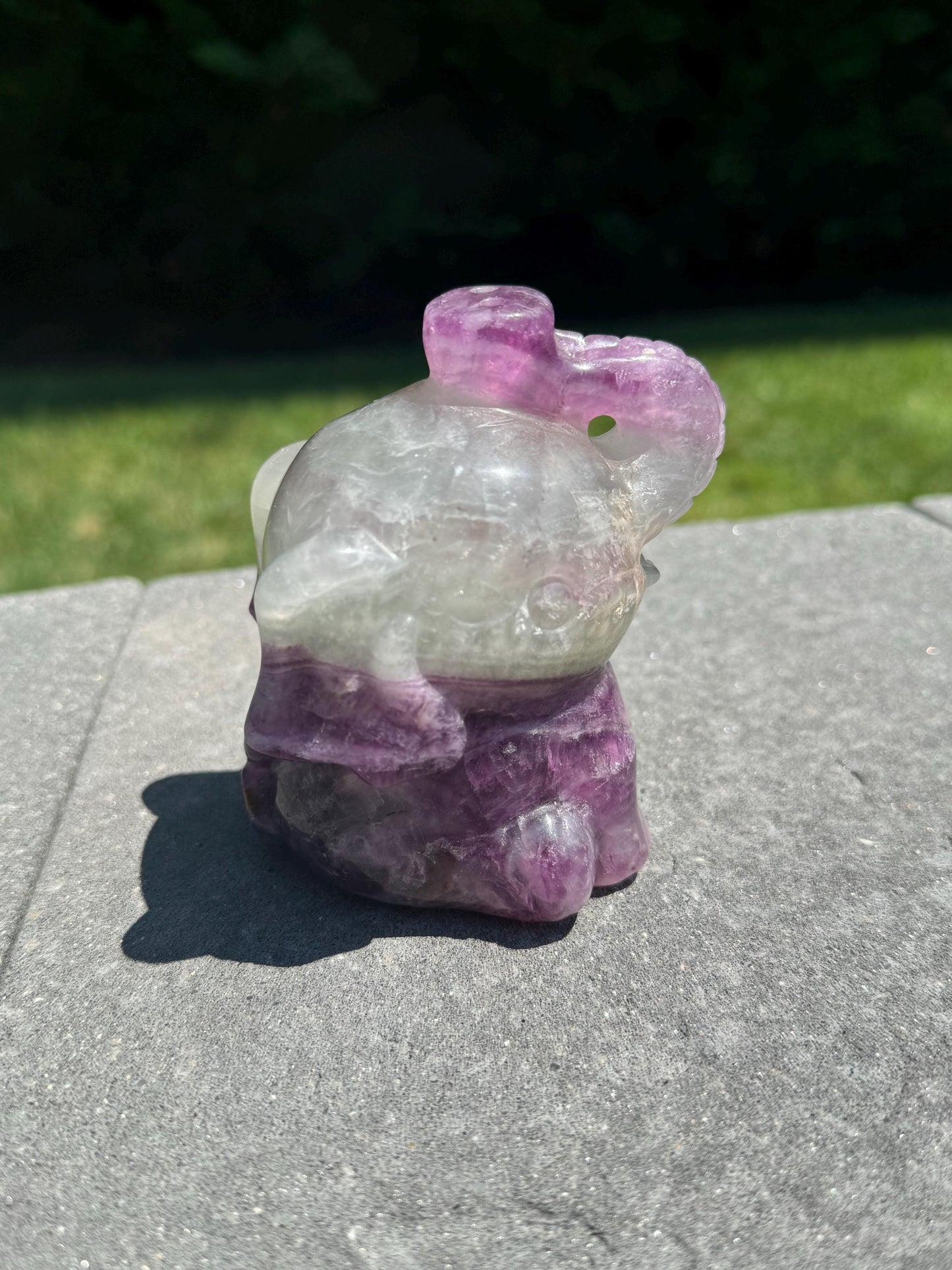 Rainbow Fluorite Sitting Elephant Carving