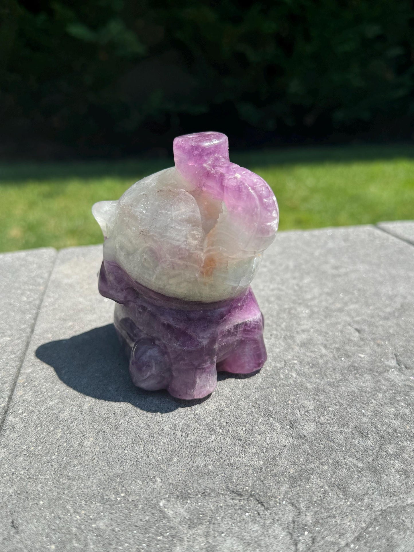 Rainbow Fluorite Sitting Elephant Carving