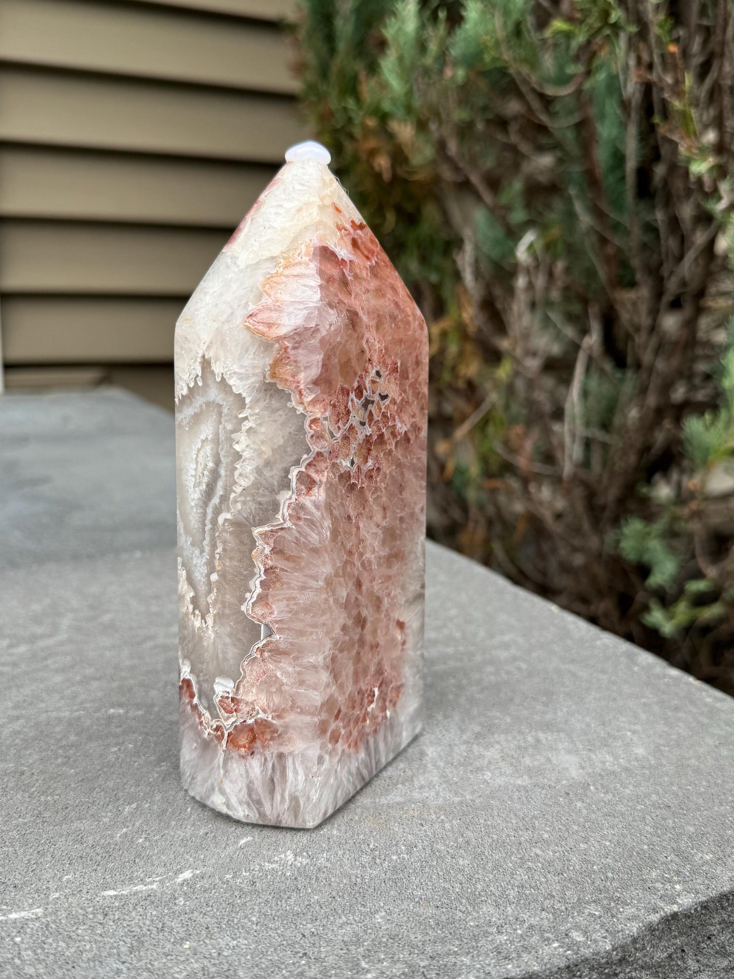 Large Druzy Pink & White Agate Tower (7")