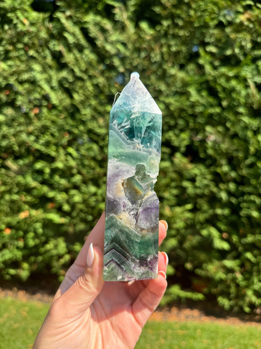 Druzy Feather Fluorite Tower (5.75")