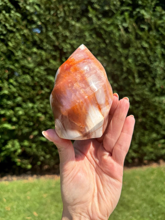 Large Druzy Carnelian & Orca Agate Flame