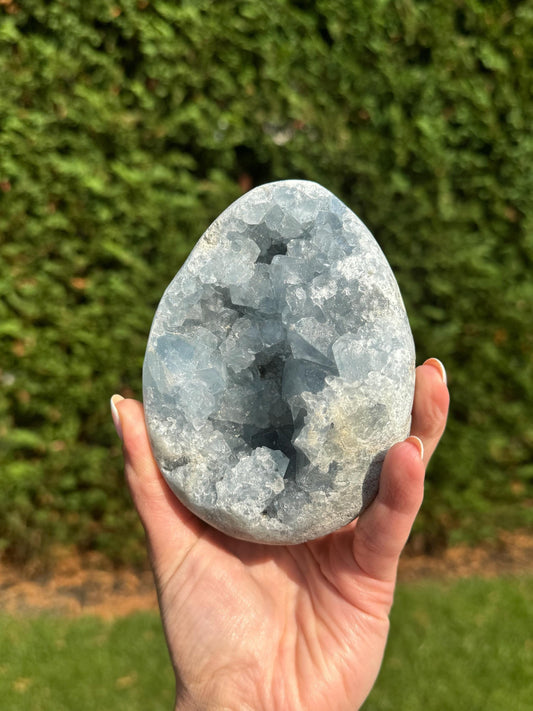 Blue Celestite Egg Carving (2.5lbs)