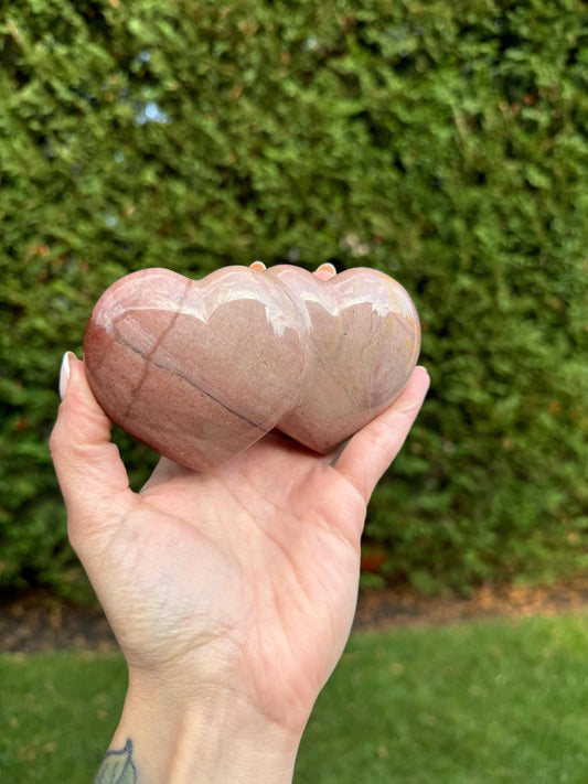 Large Ocean Jasper Double Hearts