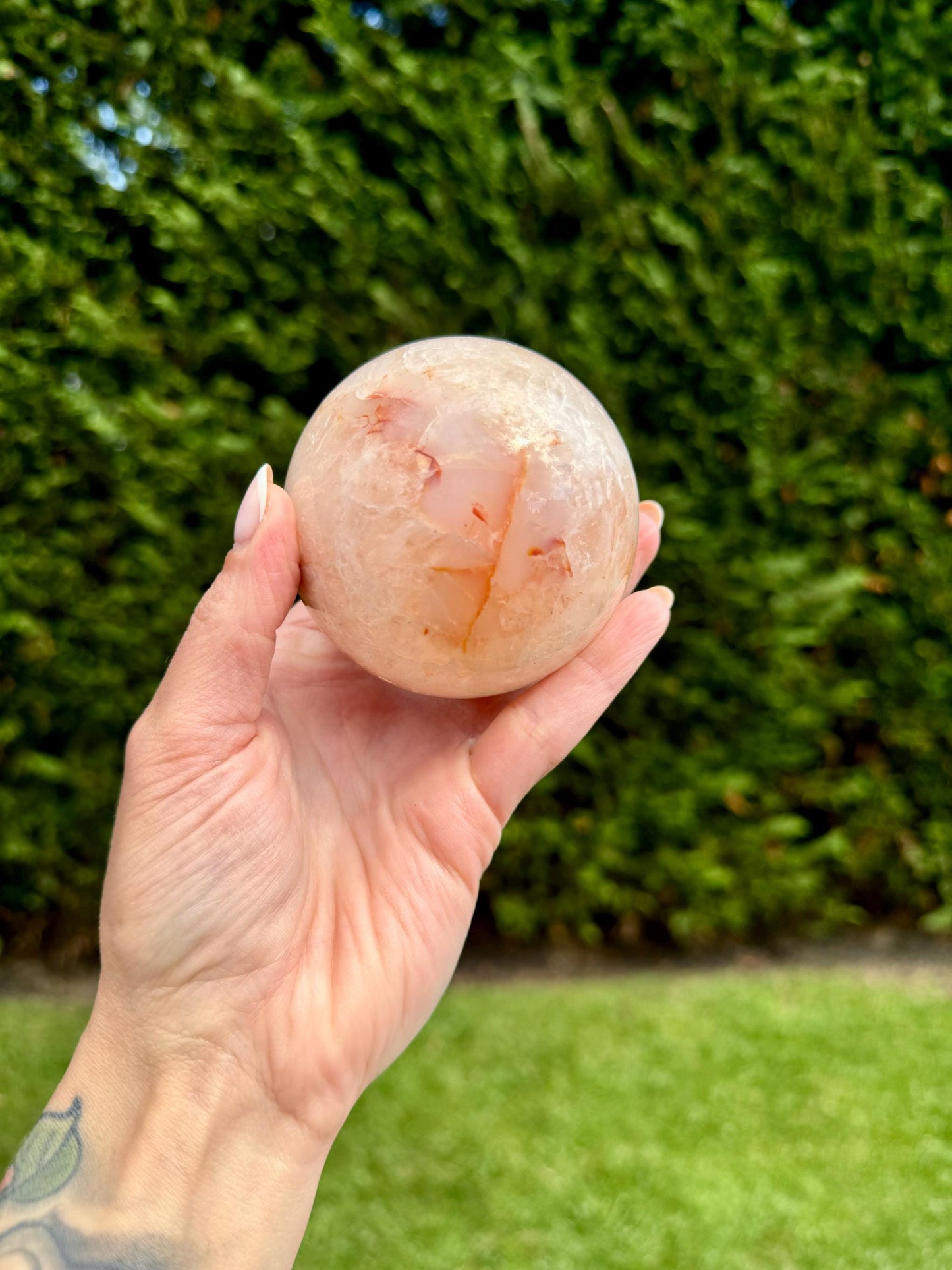 Cherry Blossom Flower Agate Quartz Sphere (68MM)