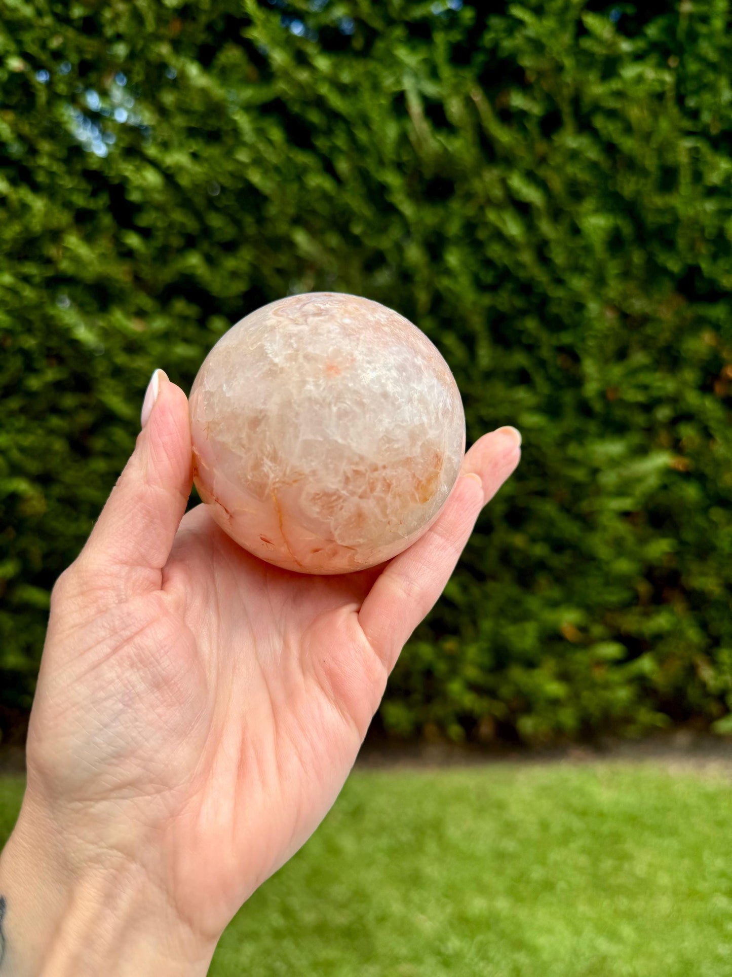 Cherry Blossom Flower Agate Quartz Sphere (68MM)