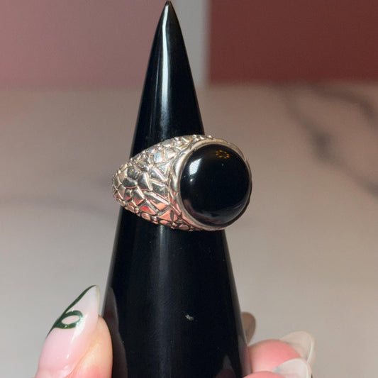 Black Onyx Sterling Silver Ring: Size 7 • Classic Gemstone Jewelry