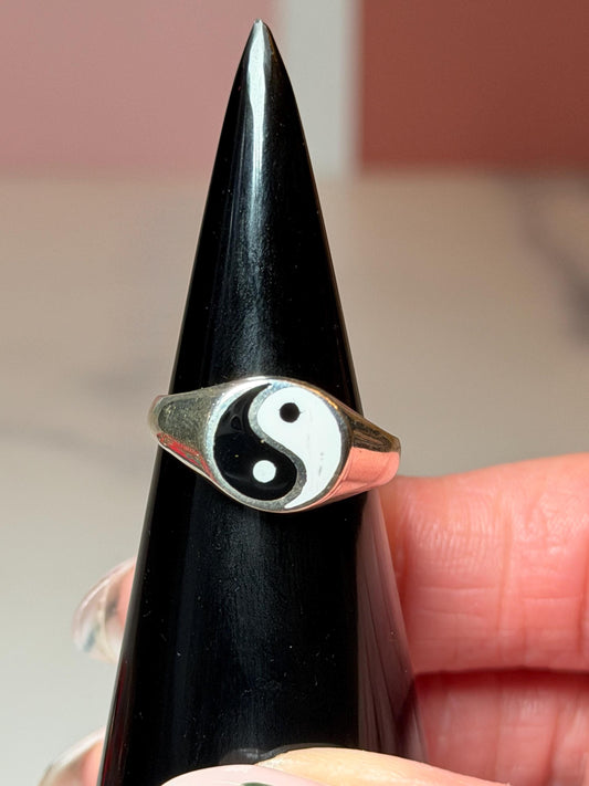 Yin Yang Sterling Silver Ring: 925 Silver • Size 7 • Symbolic Statement Jewelry